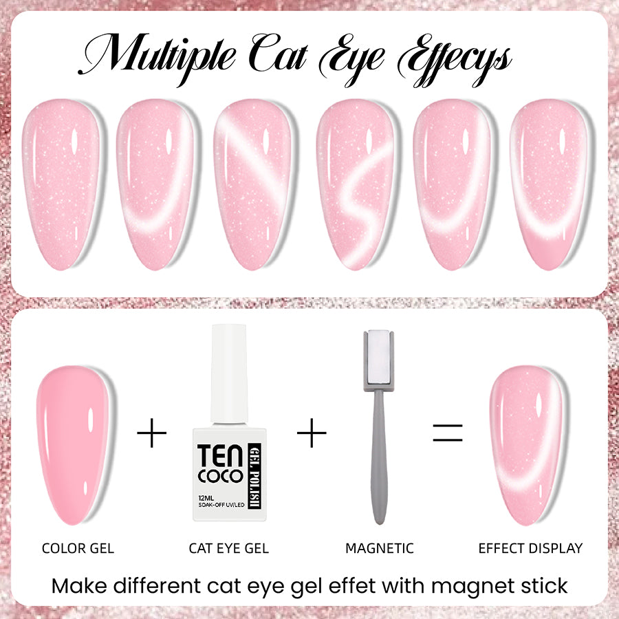 Tencoco 35 color DIY nail kit with crystal cat eye gel and curing lamp