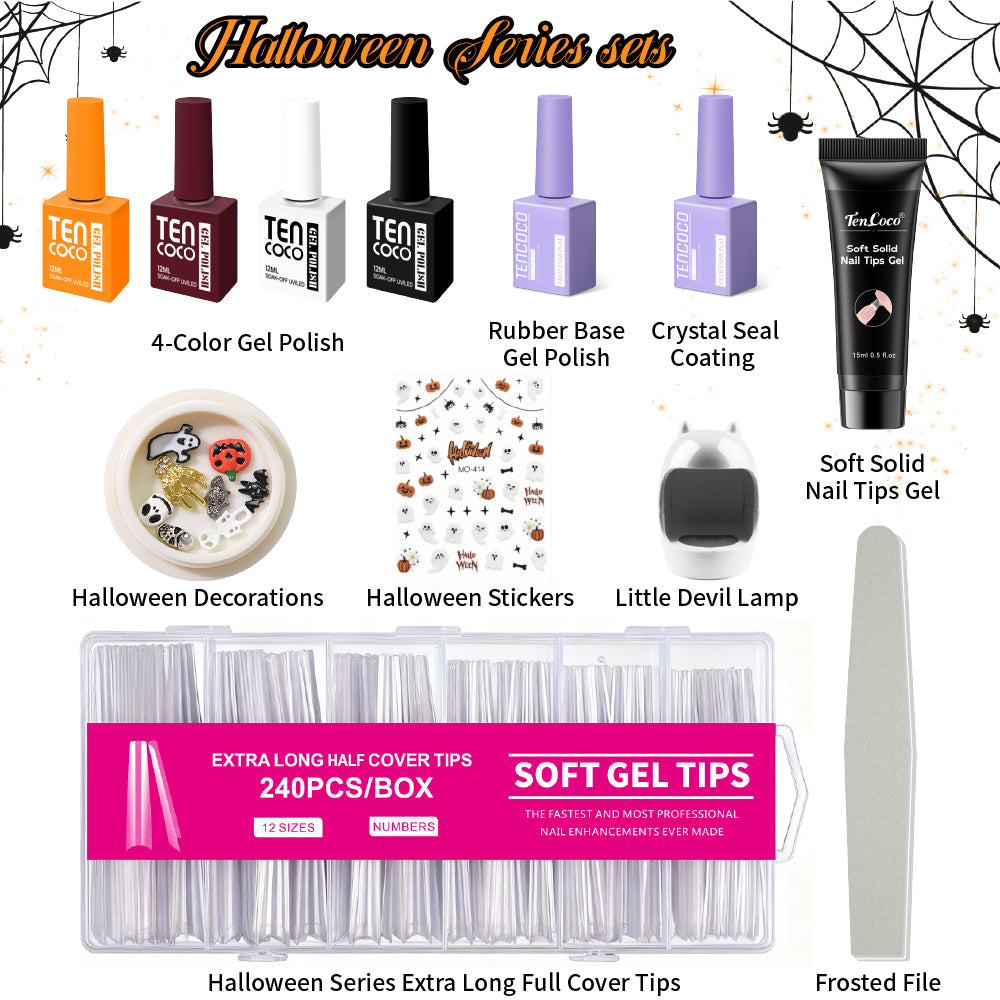 Tencoco Halloween gel polish set with UV lamp and nail art tools 2