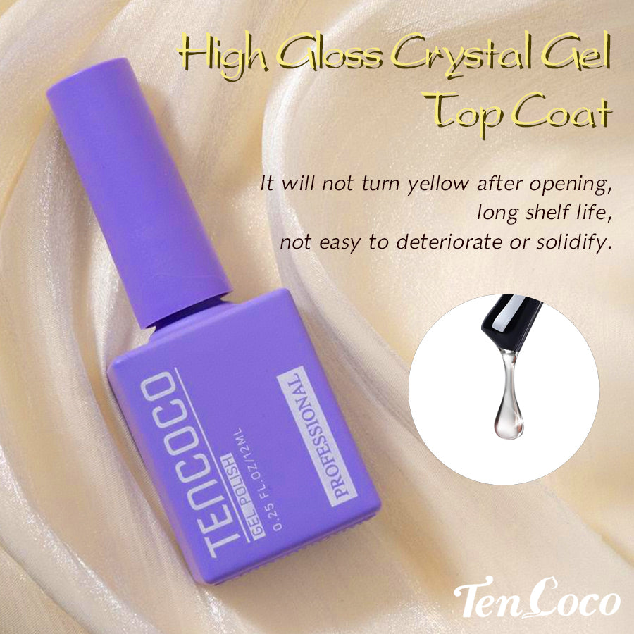 Tencoco gel polish top coat for scratch-resistant nail shine