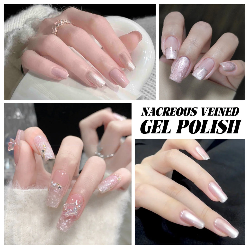Tencoco marble effect gel polish kit with pearl nail art finish