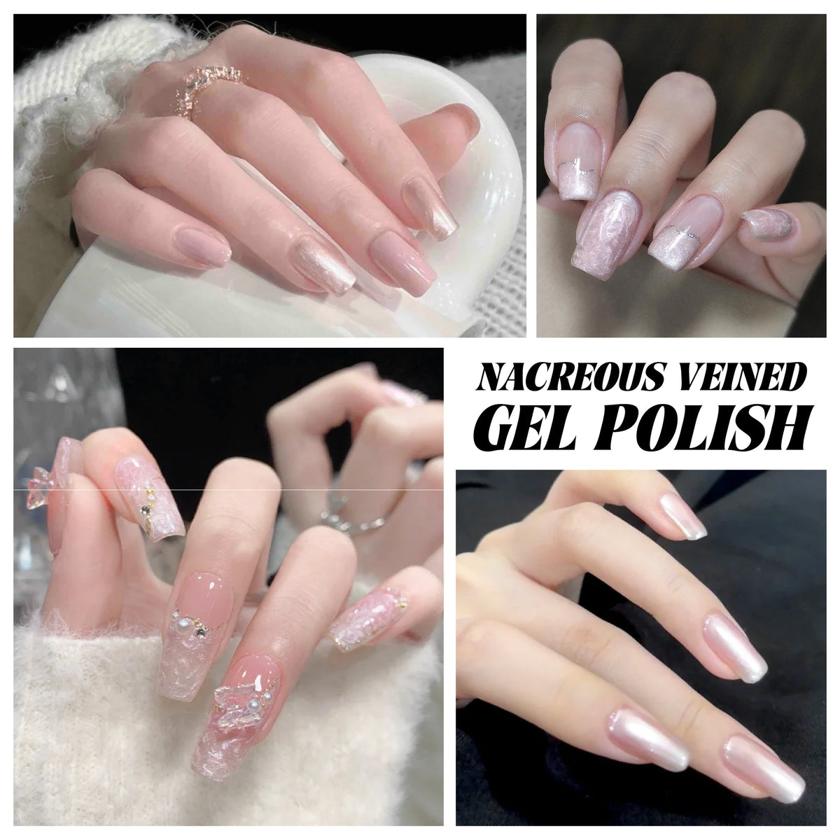 Tencoco marble effect gel polish kit with pearl nail art finish