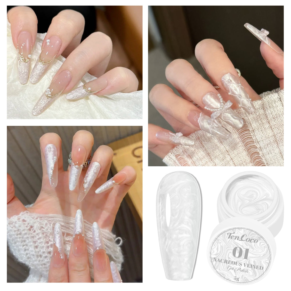 Tencoco pearl texture nail gel for 3D salon-style manicures