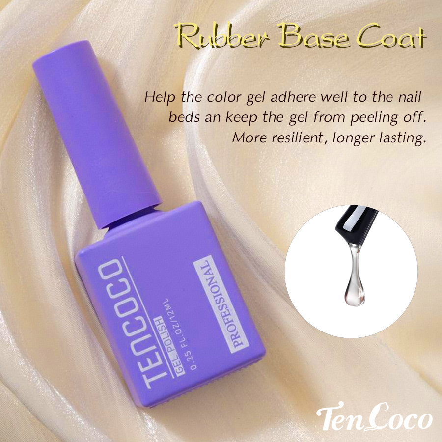 Tencoco flexible rubber base coat for durable DIY gel nails